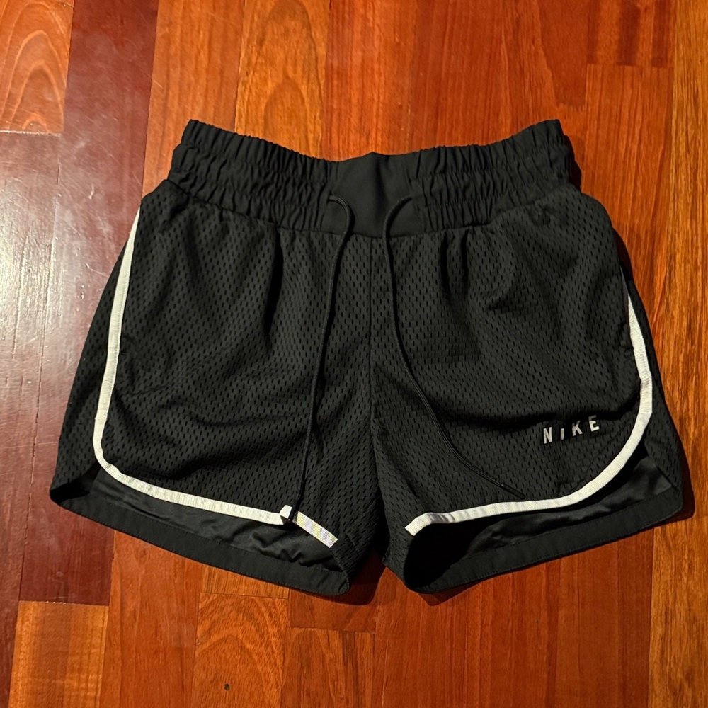 Nike Women’s Black Mesh Shorts with White Accents